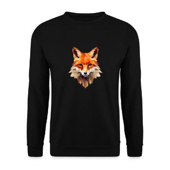Geometrischer Fuchs - Unisex Pullover - Schwarz - Vorne - Alina (178cm) & Michal (187cm)