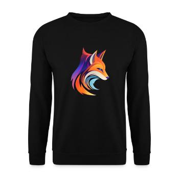 Fox Abstract Art - Minimalist Wildlife - Unisex Sweatshirt - black - Front - Alina (178cm) & Michal (187cm)