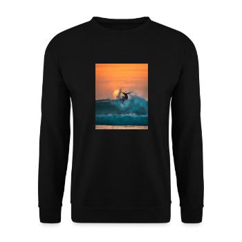 surfer riding on waves - Unisex Pullover - Schwarz - Vorne - Alina (178cm) & Michal (187cm)