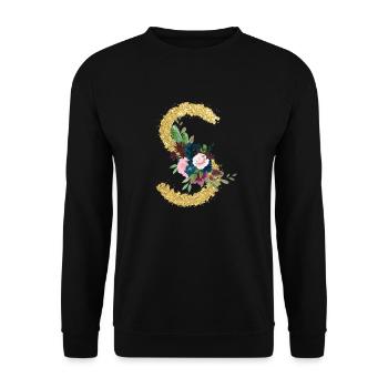 Buchstaben s gold floral - Unisex Pullover - Schwarz - Vorne - Alina (178cm) & Michal (187cm)