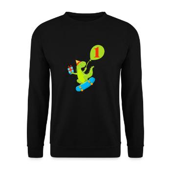 1. Geburtstag Niedlicher Dinosaurier - Unisex Pullover - Schwarz - Vorne - Alina (178cm) & Michal (187cm)