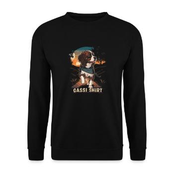 Dog Walking Shirt - Cute Dog Motif - Unisex Sweatshirt - black - Front - Alina (178cm) & Michal (187cm)