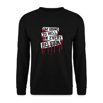 Je vais en enfer dans toutes les blagues d’athées de religion - Sweat-shirt Unisexe - noir - Devant - Alina (178cm) & Michal (187cm)