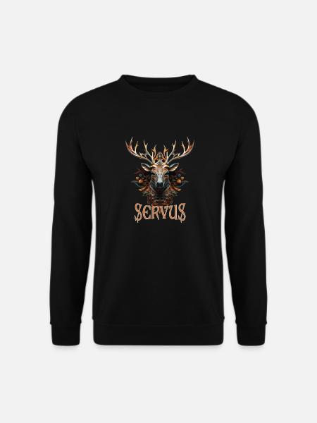 Hirsch Servus Dorffest, Geschenk Tracht, Landwirt - Unisex Pullover - Schwarz