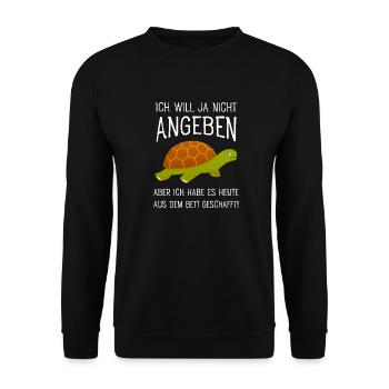 Ich Will Ja Nicht Angeben - Schildkröte Morgen - Unisex Pullover - Schwarz - Vorne - Alina (178cm) & Michal (187cm)