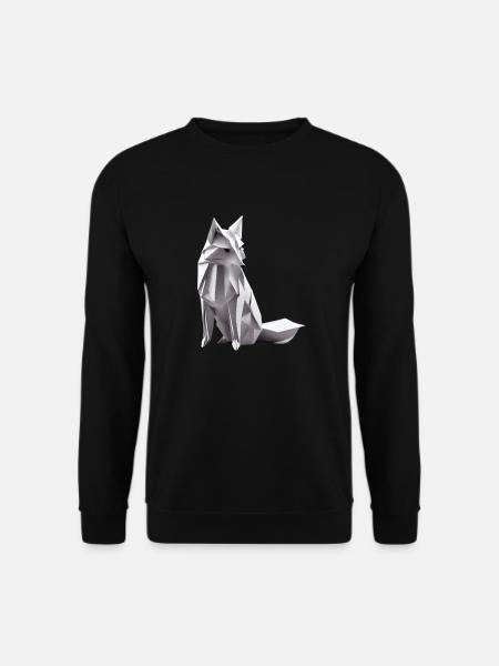 Arktischer Fuchs in Origami Stil - Unisex Pullover - Schwarz