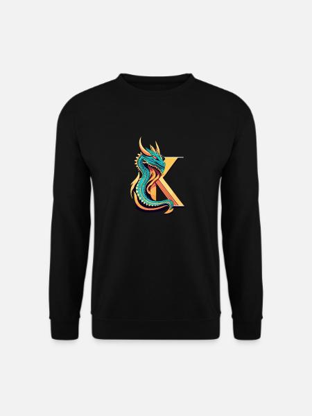 Buchstabe K mit Drache - Unisex Pullover - Schwarz