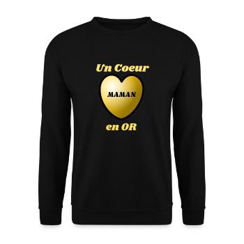 T-Shirt Maman en Or. - Sweat-shirt Unisexe - noir - Devant - Alina (178cm) & Michal (187cm)