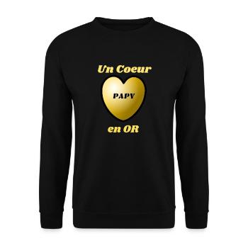 T-Shirt Homme Papy en Or. - Sweat-shirt Unisexe - noir - Devant - Alina (178cm) & Michal (187cm)