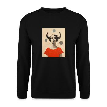 Taureau collage art astrologie - Sweat-shirt Unisexe - noir - Devant - Alina (178cm) & Michal (187cm)