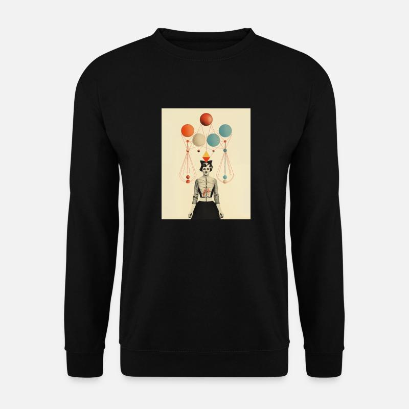 Denkende Zirkusdame Papiercollage - Unisex Pullover - Schwarz