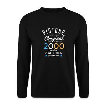 2000 Vintage Anniversaire 2000 original birthday - Sweat-shirt Unisexe - noir - Devant - Alina (178cm) & Michal (187cm)