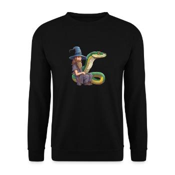 Zauberer Schlange Anakonda snake Natter Boa Python - Unisex Pullover - Schwarz - Vorne - Alina (178cm) & Michal (187cm)
