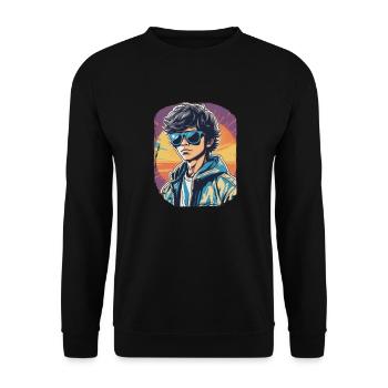 80er Vibes - Unisex Pullover - Schwarz - Vorne - Alina (178cm) & Michal (187cm)