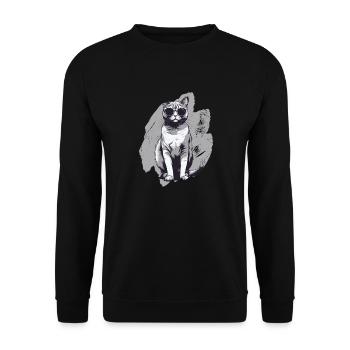 Mignon chat chat animal de compagnie siamois persan idée cadeau - Sweat-shirt Unisexe - noir - Devant - Alina (178cm) & Michal (187cm)