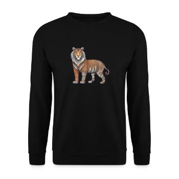 Löwe Tier Wildnis Tiger Raubtier Majestätischer - Unisex Pullover - Schwarz - Vorne - Alina (178cm) & Michal (187cm)