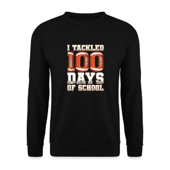 Ich habe 100 Tage Schulfußball in Angriff genommen - Unisex Pullover - Schwarz - Vorne - Alina (178cm) & Michal (187cm)