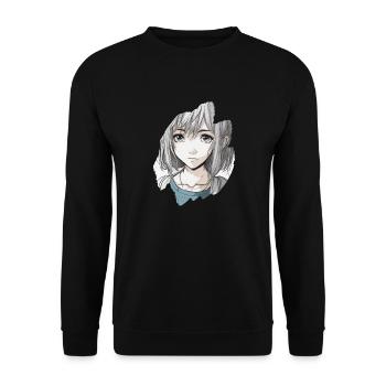 Anime Teenage Girl Gris - Sweat-shirt Unisexe - noir - Devant - Alina (178cm) & Michal (187cm)
