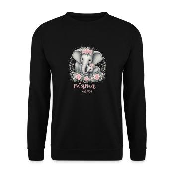 Mama 2024 Elephant Floral Wreath Celebration - Unisex Pullover - Schwarz - Vorne - Alina (178cm) & Michal (187cm)
