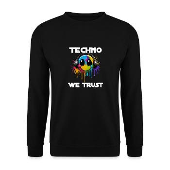 TECHNO WE TRUST - Unisex Pullover - Schwarz - Vorne - Alina (178cm) & Michal (187cm)