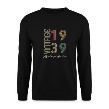 Birthday gift 85 years - 1939 - Unisex Sweatshirt - black - Front - Alina (178cm) & Michal (187cm)