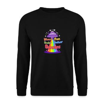 Oncle Pride Vibrant Guncle Ludique Gunclehood - Sweat-shirt Unisexe - noir - Devant - Alina (178cm) & Michal (187cm)