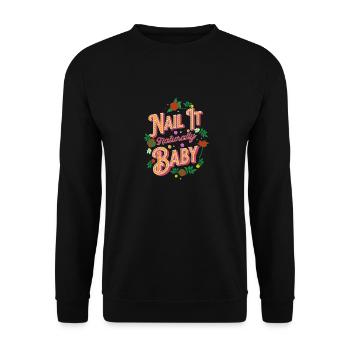 Nature Inspired Nailed It Organic Earth Fresh - Unisex Sweatshirt - black - Front - Alina (178cm) & Michal (187cm)