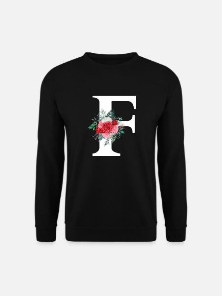 Roter Blumenbuchstabe F - Unisex Pullover - Schwarz
