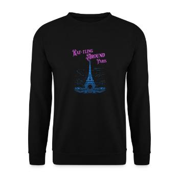 Paris Adventure Eiffel Parisian Rat Mouse Whiskers - Unisex Sweatshirt - black - Front - Alina (178cm) & Michal (187cm)