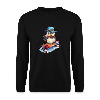Skateboarder Skatboard Pinguin Skater - Unisex Pullover - Schwarz - Vorne - Alina (178cm) & Michal (187cm)