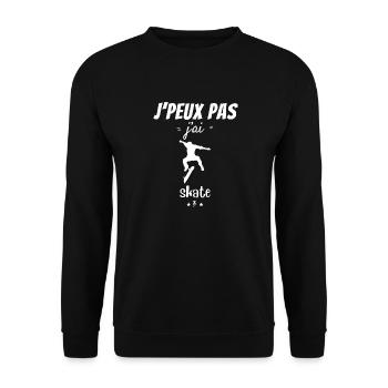 Ich kann nicht, ich bin Schlittschuh gelaufen - Unisex Pullover - Schwarz - Vorne - Alina (178cm) & Michal (187cm)