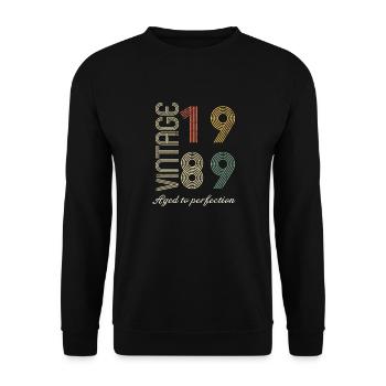 35th Anniversary Gift - 1989 - Unisex Sweatshirt - black - Front - Alina (178cm) & Michal (187cm)