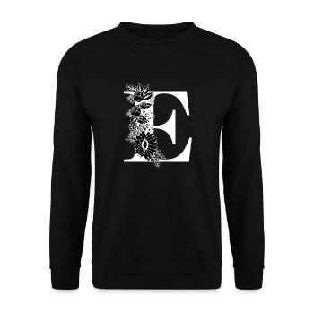 Lettre e floral noir et blanc - Sweat-shirt Unisexe - noir - Devant - Alina (178cm) & Michal (187cm)