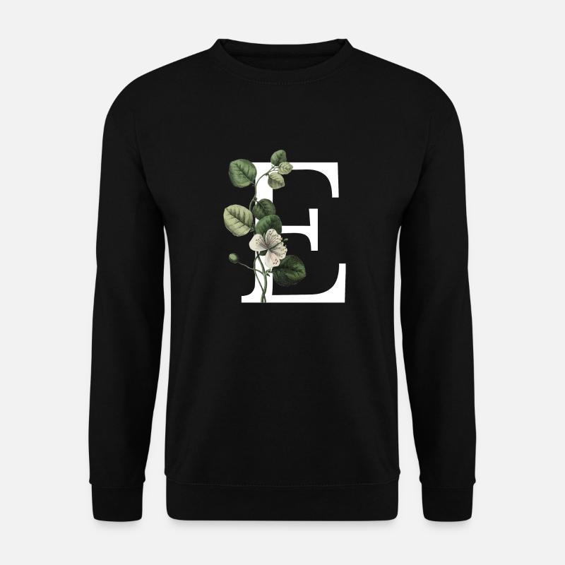 lettre e botanique vert - Sweat-shirt Unisexe - noir