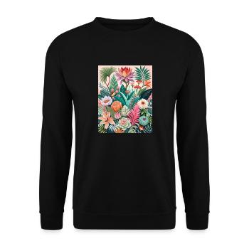 Blütenpracht - Unisex Pullover - Schwarz - Vorne - Alina (178cm) & Michal (187cm)