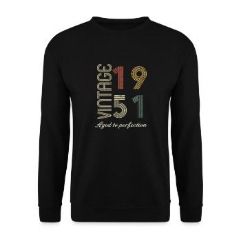 73 Jahre altes Geburtstagsgeschenk - 1951 - Unisex Pullover - Schwarz - Vorne - Alina (178cm) & Michal (187cm)