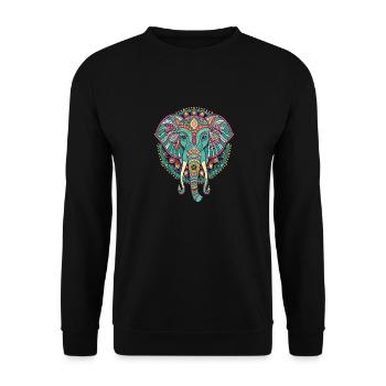 Elefant - Kunstvoll gestaltet - Unisex Pullover - Schwarz - Vorne - Alina (178cm) & Michal (187cm)