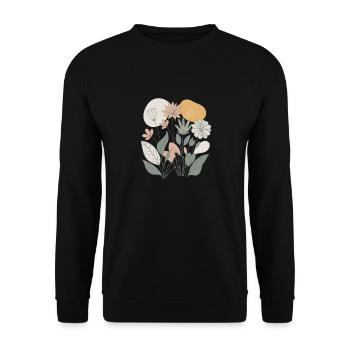 Blumen - Color blobs - Unisex Pullover - Schwarz - Vorne - Alina (178cm) & Michal (187cm)