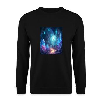 a cave filled with glowing crystals - Unisex Sweatshirt - black - Front - Alina (178cm) & Michal (187cm)