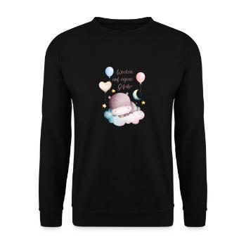 Baby Nilpferd Aquarell Wecken auf eigene Gefahr - Unisex Pullover - Schwarz - Vorne - Alina (178cm) & Michal (187cm)