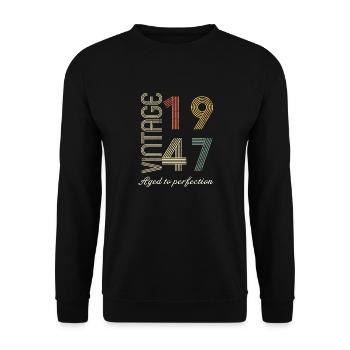 Cadeau d’anniversaire 77 ans - 1947 - Sweat-shirt Unisexe - noir - Devant - Alina (178cm) & Michal (187cm)
