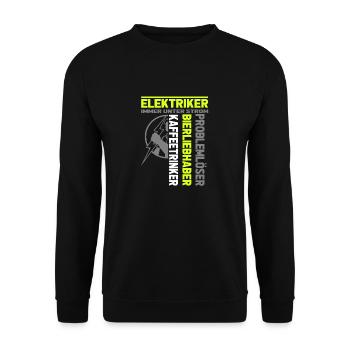 Elektriker immer unter Strom - Unisex Pullover - Schwarz - Vorne - Alina (178cm) & Michal (187cm)