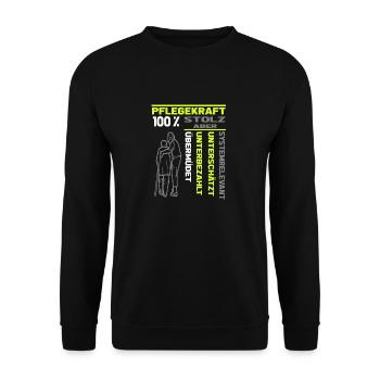 Caregiver 100% proud Systemically relevant - Unisex Sweatshirt - black - Front - Alina (178cm) & Michal (187cm)