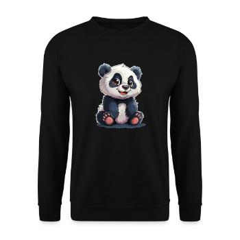 Panda mignon avec des yeux brillants - Sweat-shirt Unisexe - noir - Devant - Alina (178cm) & Michal (187cm)
