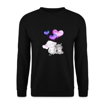 Elephant Balloon Hippopotamus - Unisex Sweatshirt - black - Front - Alina (178cm) & Michal (187cm)