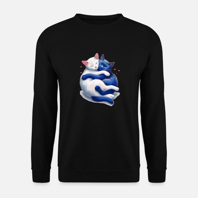 Katzen kuscheln miteinander - Unisex Pullover - Schwarz