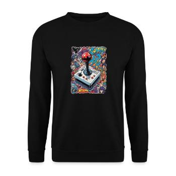 Retro Gamer Joystick / Controller Konsolenspiele - Unisex Pullover - Schwarz - Vorne - Alina (178cm) & Michal (187cm)