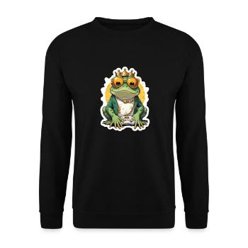 Retro Gamer Frosch mit Controller Konsolenspiele - Unisex Pullover - Schwarz - Vorne - Alina (178cm) & Michal (187cm)