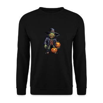 Halloween - Zombie Horror Horror with Pumpkin - Unisex Sweatshirt - black - Front - Alina (178cm) & Michal (187cm)