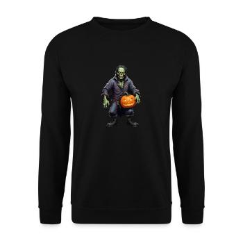 Halloween - Zombie Horror Horror with Pumpkin - Unisex Sweatshirt - black - Front - Alina (178cm) & Michal (187cm)